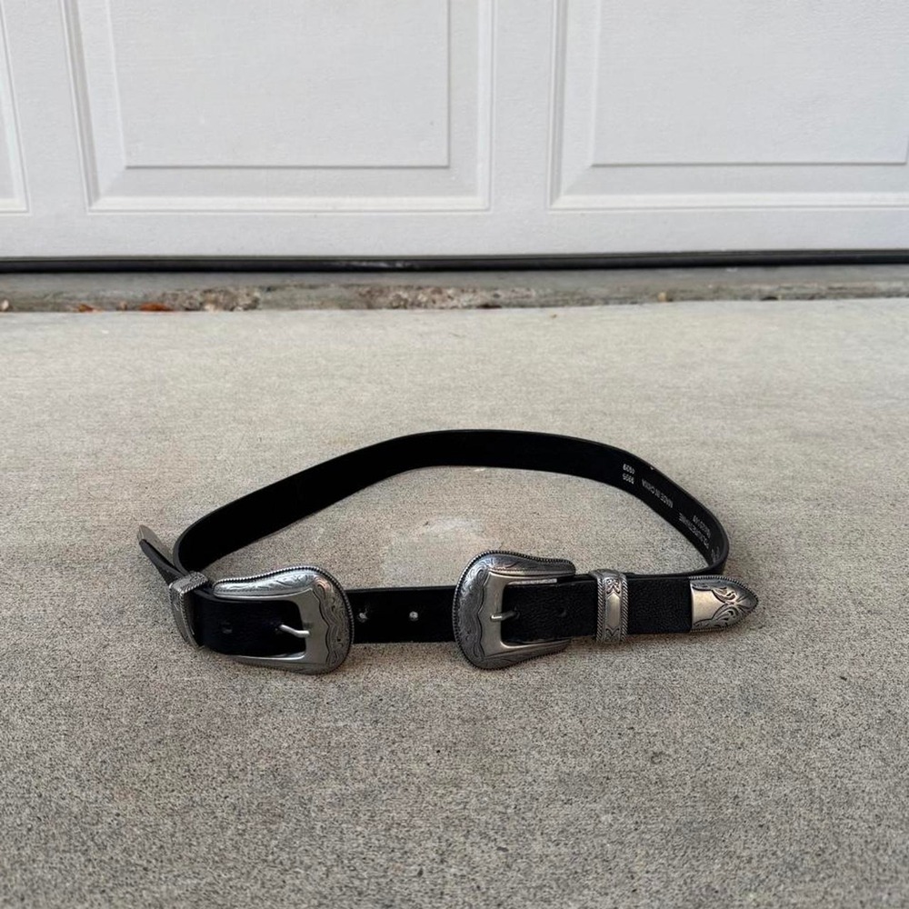 BLACK TOPSHOP DOUBLE BUCKLE BELT